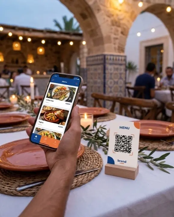 Menu digital d'un restaurant consulté par QR code